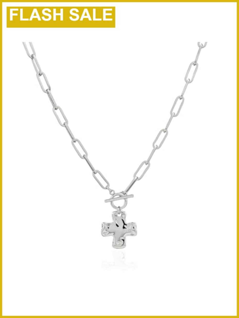 Chunky Cross Necklace 14K Gold Plated Herringbone Snake Chain Layering Set